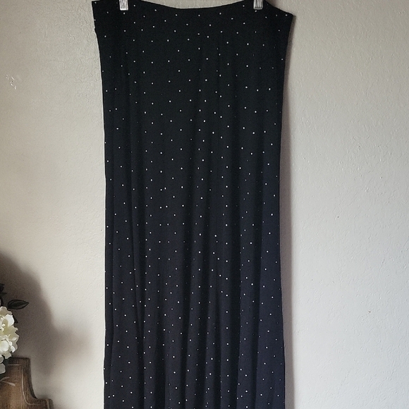 Torrid Black Maxi Skirt Modest Polka Dot White Size 0 - Picture 10 of 11
